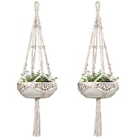 Macetas colgantes Macetas para plantas colgantes de interior-interior- paquete de 2 perchas para plantas de macramé de…